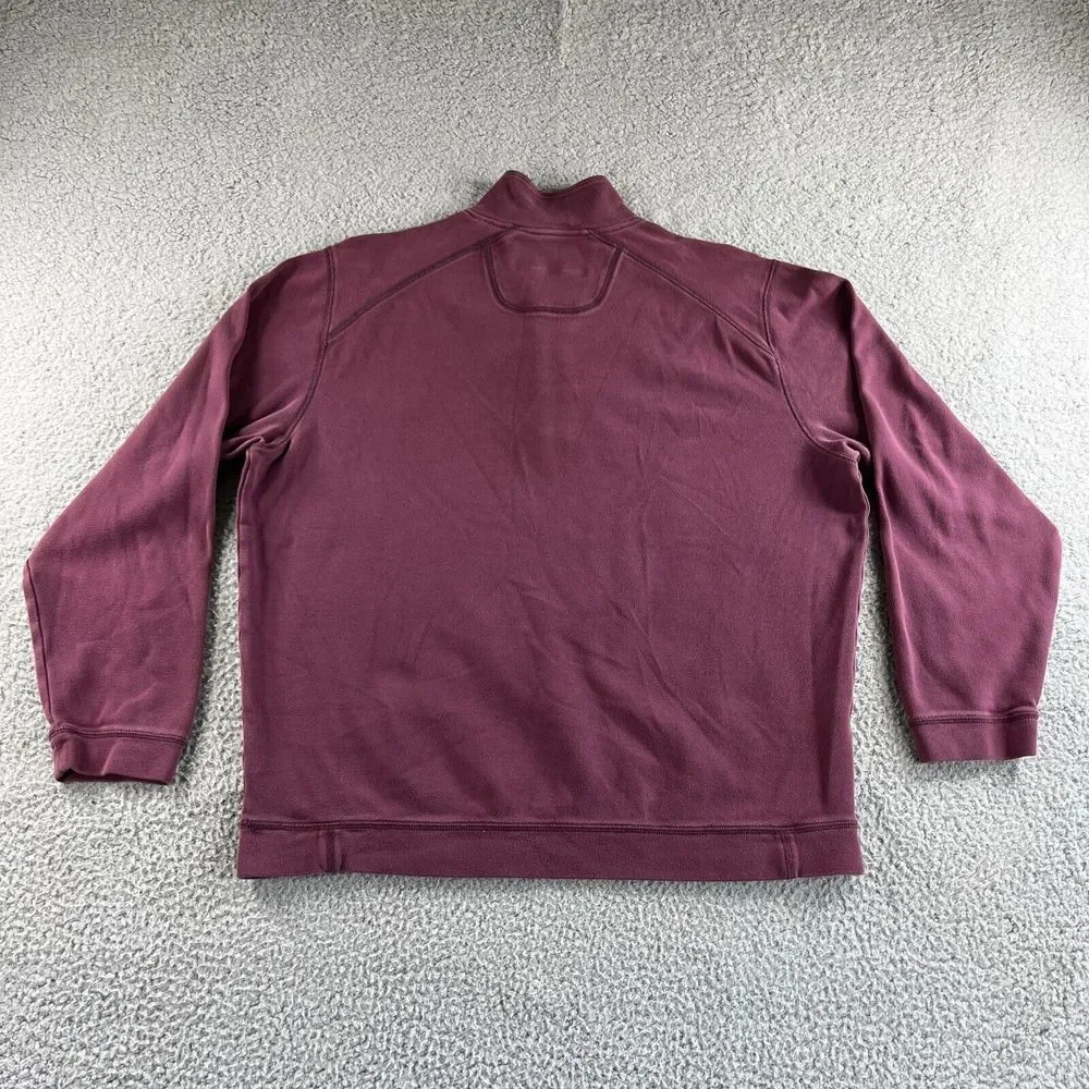 Tommy Bahama Sweater Mens‎ Extra Large Maroon Red Pullover 1/4 Zip Pima Cotton